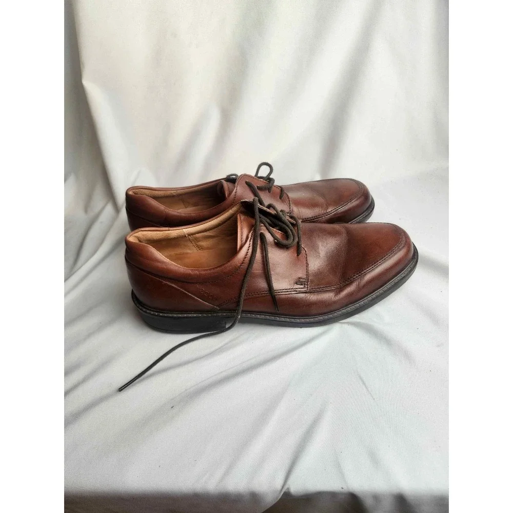 ECCO Mens Brown Leather Bicycle Toe Derby Shoes Size 11 US